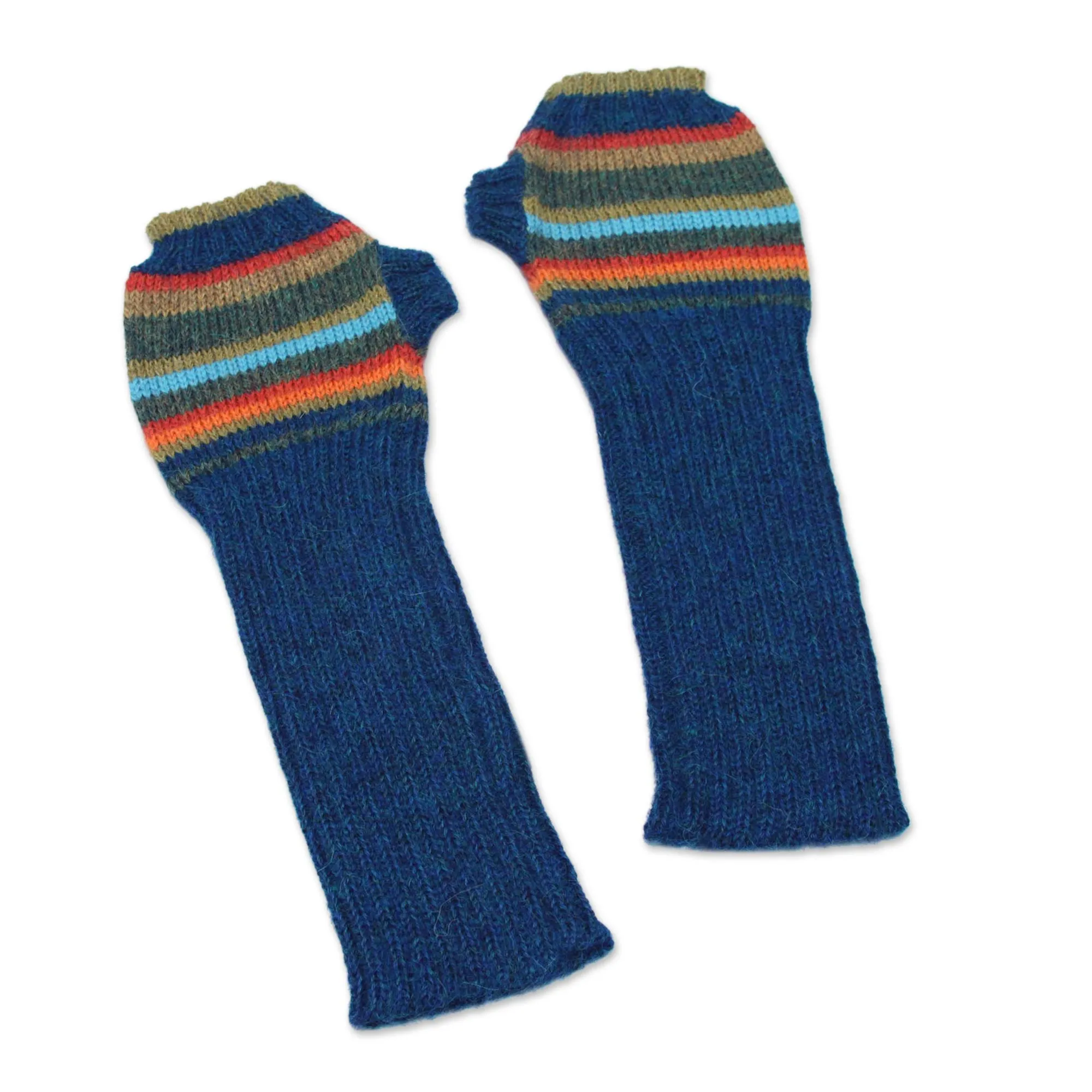 100% alpaca fingerless mitts - Andean Sunrise | NOVICA