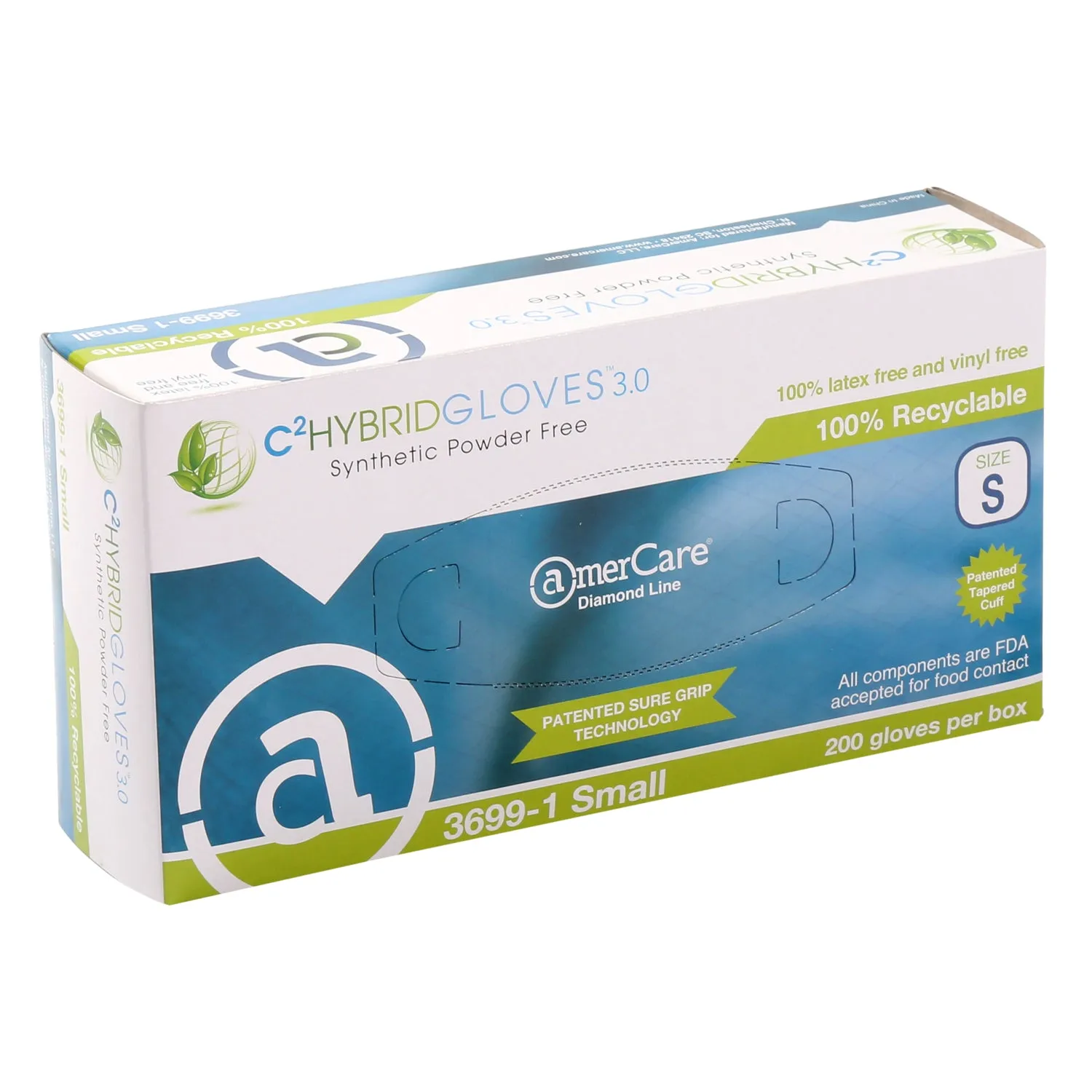 Diamond Grip Powder-Free ACR Hybrid 3.0 Gloves (S-XXL), Case of 1,000 (XXL: 900)