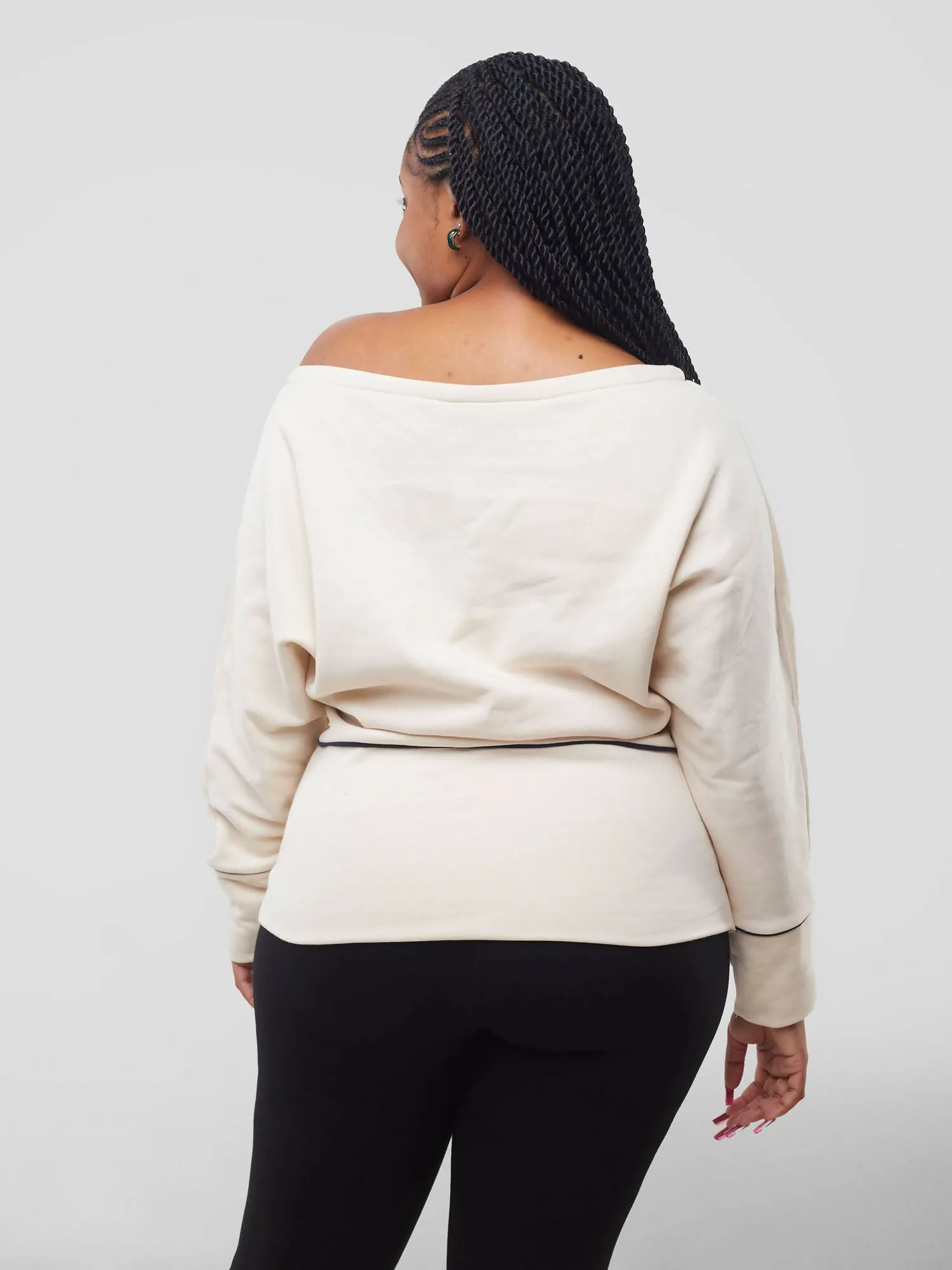 Liliadly Off Shoulder Butterfly Sweater - Cream