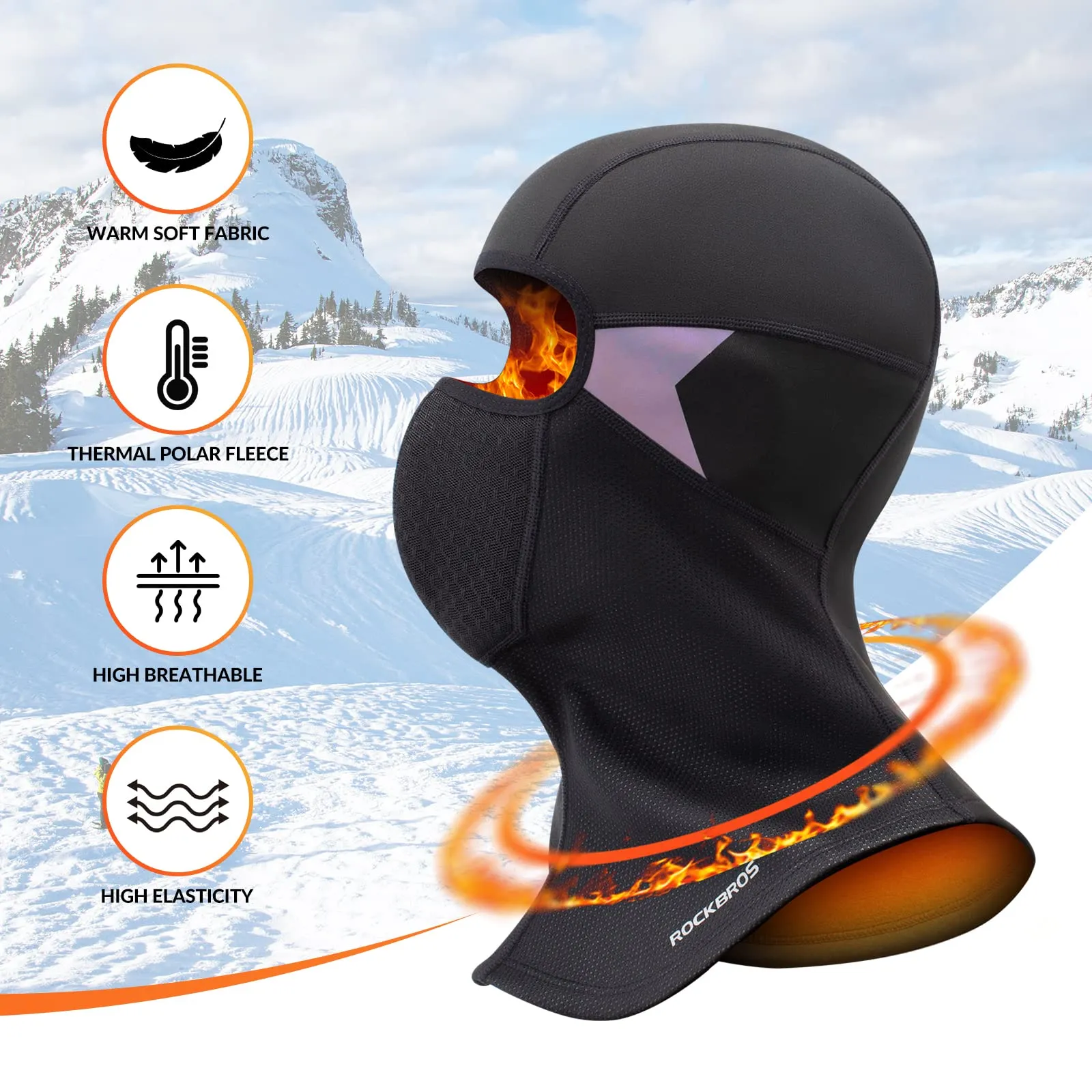ROCKBROS Winter Windproof Balaclava Full Face Mask for Motorbike Ski Unisex